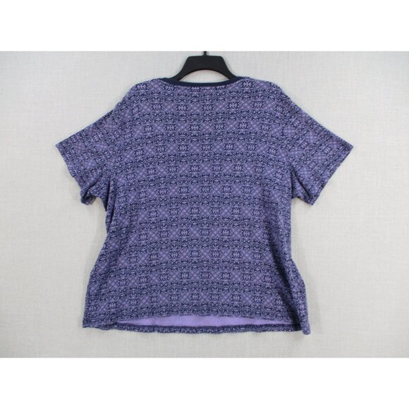 Croft & Barrow 2X Classic Tee Purple Geometric Pattern Short Sleeve Womens Top - Picture 5 of 6